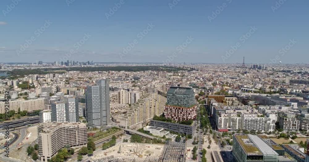 France Paris Aerial v24 Panoramic cityscape view from Billancourt Rives de Seine with water and construction views 8/18 France Paris Aerial v24 Panoramic cityscape view from Billancourt Rives de Seine with water and construction views 8/18