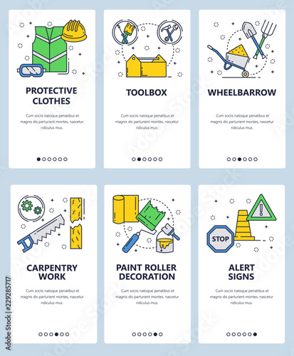 Vector line art web and mobile app template set