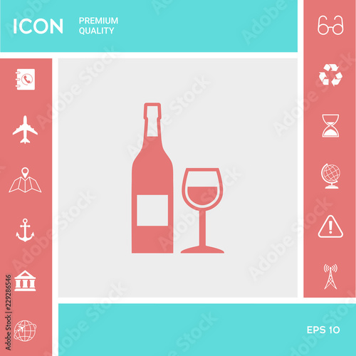 Bottle of wine and wineglass icon