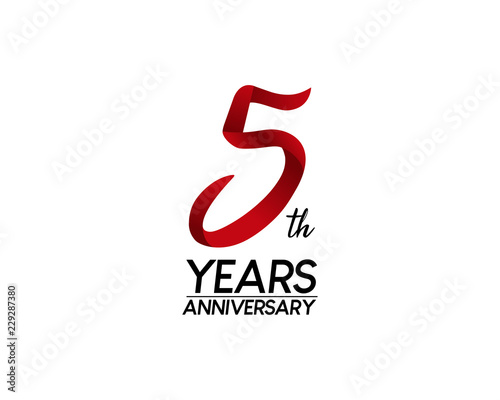5 anniversary logo vector red ribbon