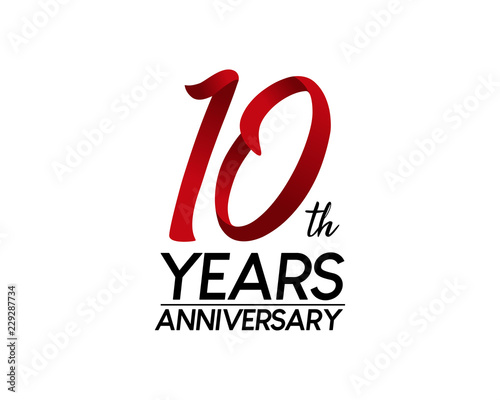 10 anniversary logo vector red ribbon