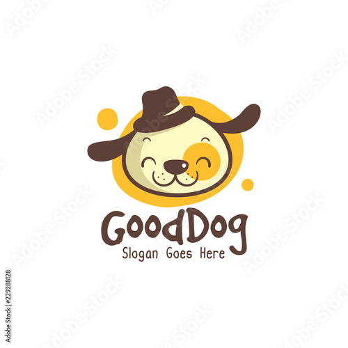 Cute Dog Illustration Logo Template