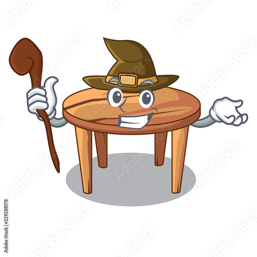 Witch cartoon wooden dining table in kitchen