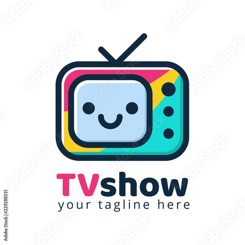 television channel media play logo colorful cute mascot logo