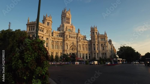 4k footage - The Cultural Center of Madrid, Spain at sunset