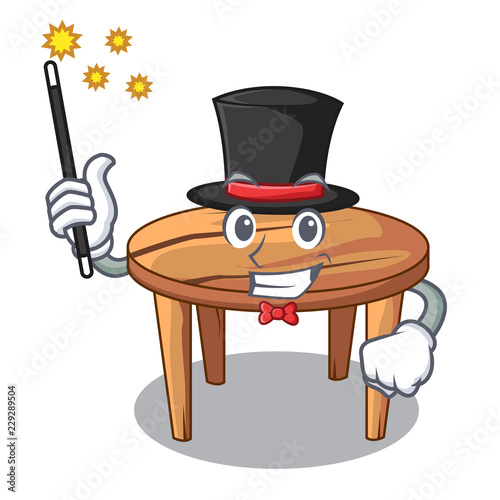 Magician wooden table isolated on the mascot