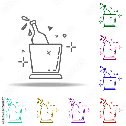 bottle of champagne inbucket dusk icon. Elements of Birthday in multi color style icons. Simple icon for websites, web design, mobile app, info graphics photo