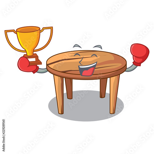 Boxing winner wooden table isolated on the mascot
