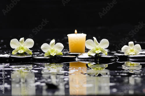  Candle with orchid and stones 