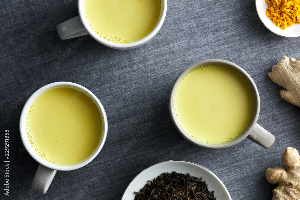 Fresh hot chai tea in mugs. Fresh hot chai tea in mugs.