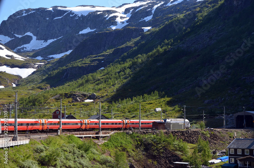 Canvas Print Railway travel in Norway.Views from the train