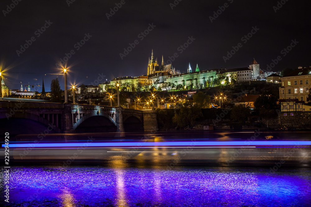 vltava river at night