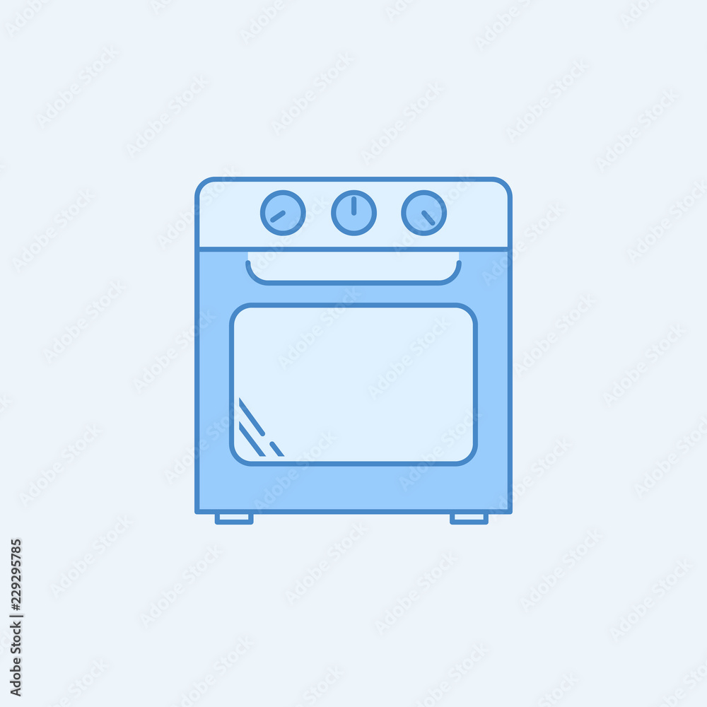 Oven 2 colored line icon. Simple blue and white element illustration. Oven concept outline symbol design from kitchen set Oven 2 colored line icon. Simple blue and white element illustration. Oven concept outline symbol design from kitchen set