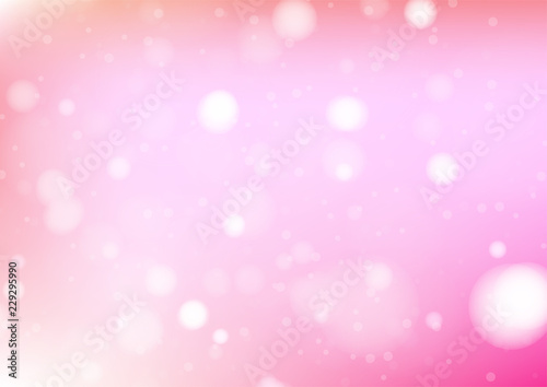 Merry Christmas Pink Background with white bokeh lights for Holiday Poster, Banner, Card. Vector illustration