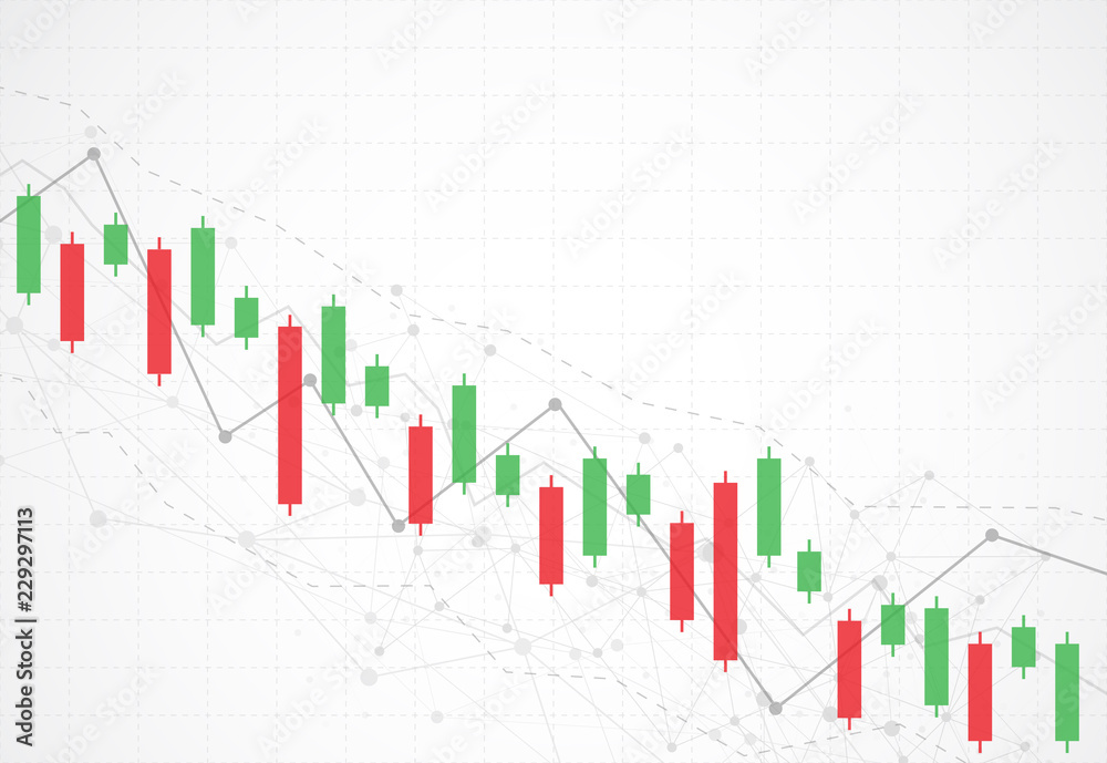 Business candle stick graph chart of stock market investment trading on dark background design. Bullish point, Trend of graph. Vector illustration