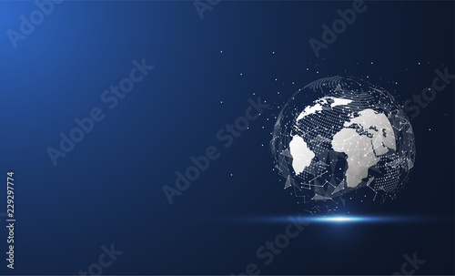 Global network connection. World map point and line composition concept of global business. Vector Illustration