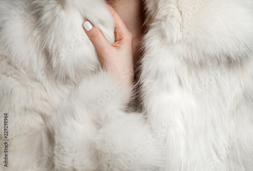 white fur coat closeup photo