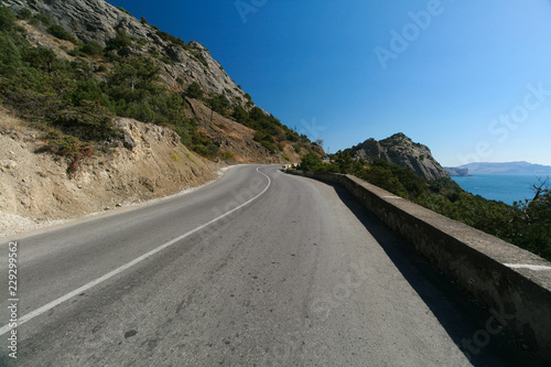 The road between the cities of Sudak and Noviy Svet, Crimea.