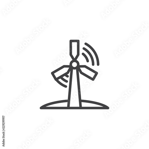 Windmill power generation outline icon. linear style sign for mobile concept and web design. Wind turbine simple line vector icon. Eco energy symbol, logo illustration. Vector graphics