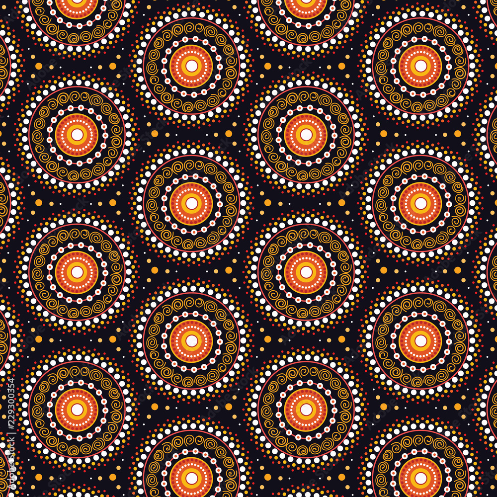 Aboriginal art vector seamless background. Stock Vector | Adobe Stock