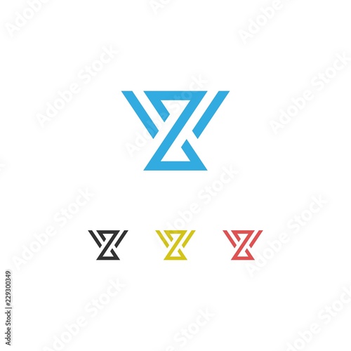 Initial letter YZ ZY minimalist art monogram shape logo