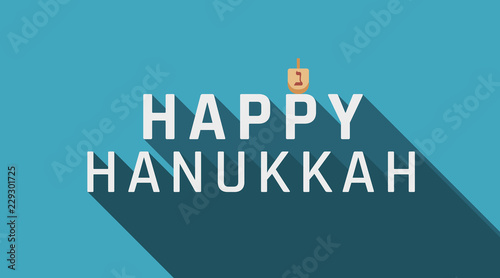 Hanukkah holiday greeting with dreidel icon and english text