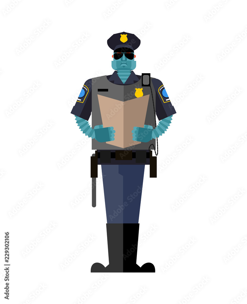 Cop robot. Policeman robotic man Future. Vector Stock Vector | Adobe Stock