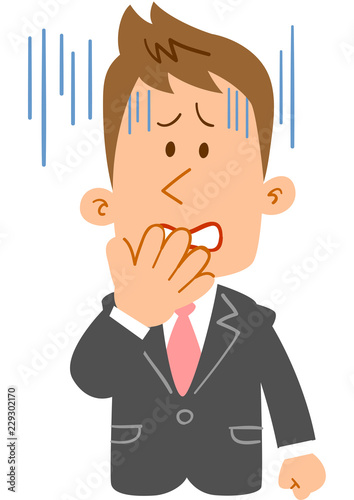 不安になる若手ビジネスマン_上半身
