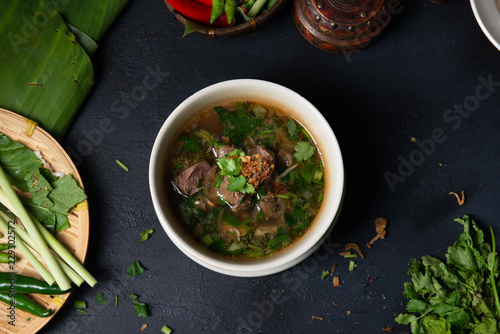 sup tulang or bone soup, popular traditional malay dish photo