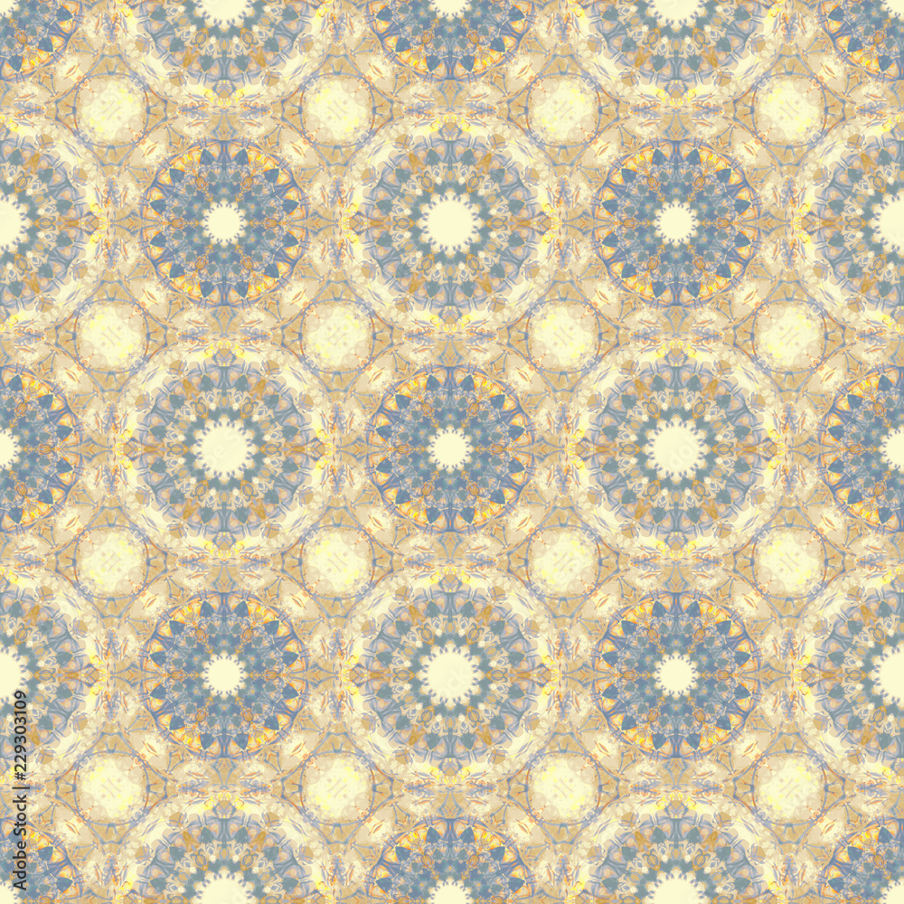 Seamless Oriental pattern. Gray, yellow background.