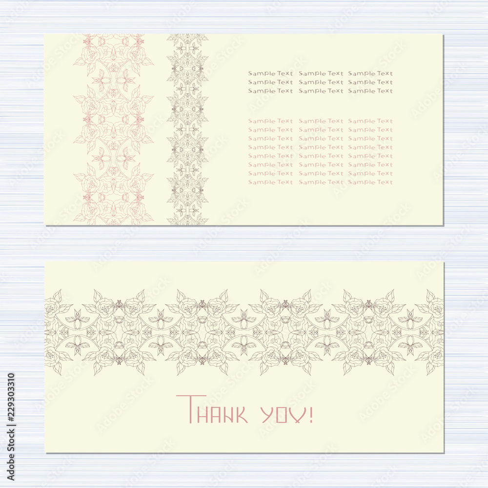 Vintage postcard. Priglasilny the wedding, banner, background. Beautiful patterns. Space for text. Set. template