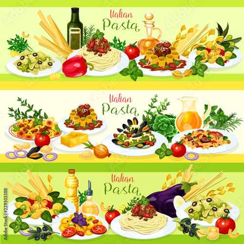 Italian pasta dishes with meat, tomato and cheese