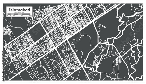 Islamabad Pakistan City Map in Retro Style. Outline Map.