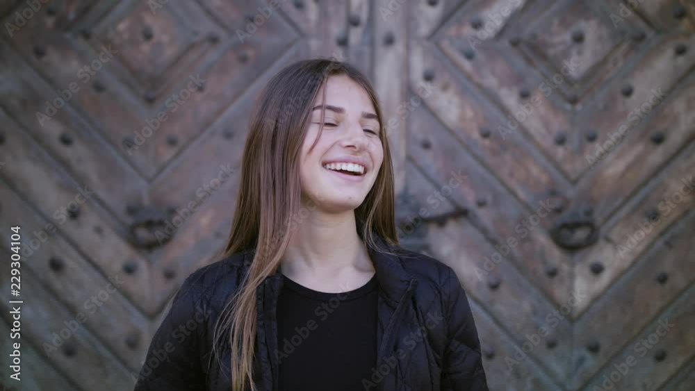 portrait of beautiful young woman with attractive smile portrait of beautiful young woman with attractive smile