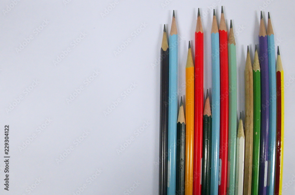 colorful pencils on the white background colorful pencils on the white background
