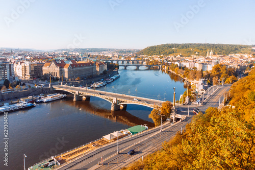 Canvas Print aerial view of autumn prague