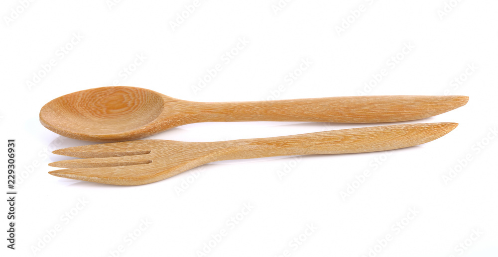 wooden spoon and fork on white wooden spoon and fork on white
