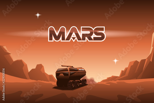 Rover rides on Mars.