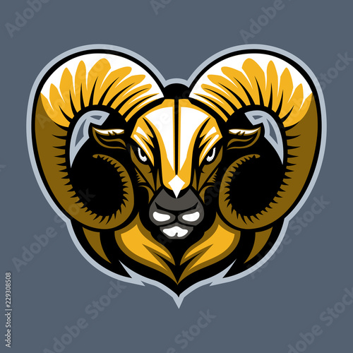 Ram's head. Cartoon style.