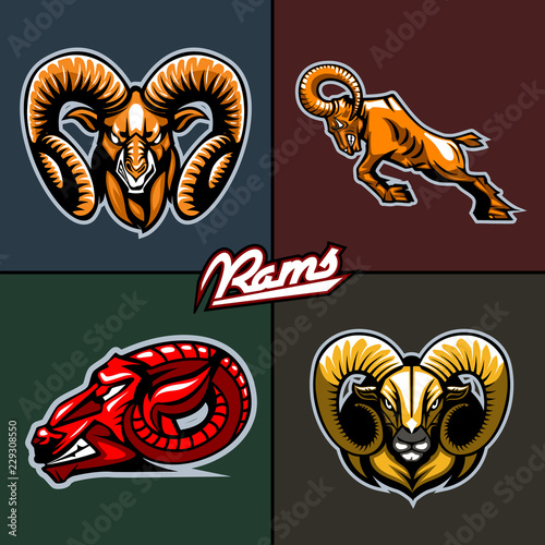 Different ram heads. Cartoon style.