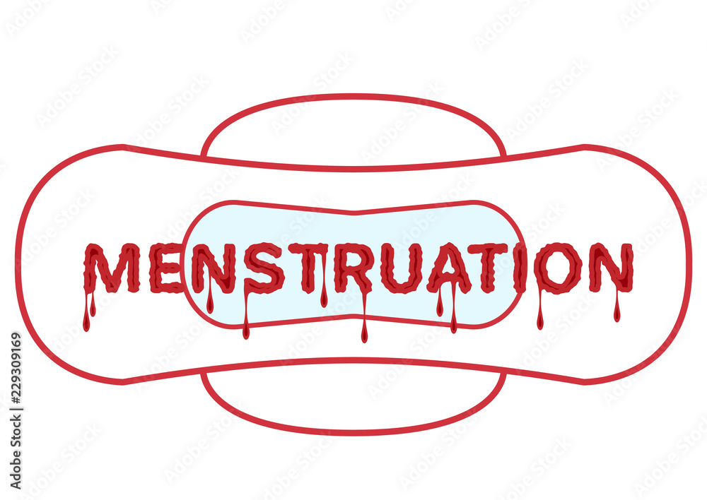 Vector illustration of menstrual bleeding period. Woman critical days