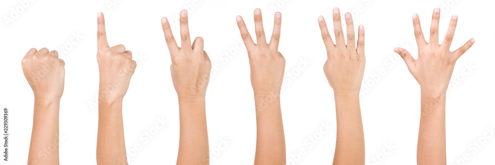 Kid Hand Isolated on White Background : Hand Counts from Zero to Five. Kid Hand Isolated on White Background : Hand Counts from Zero to Five.