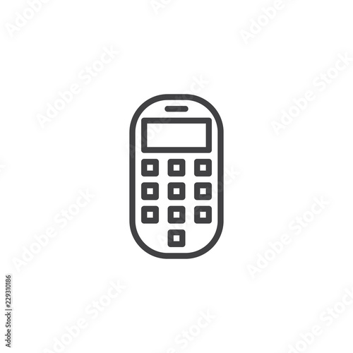 Radio phone outline icon. linear style sign for mobile concept and web design. Telephone with buttons simple line vector icon. Symbol, logo illustration. Pixel perfect vector graphics