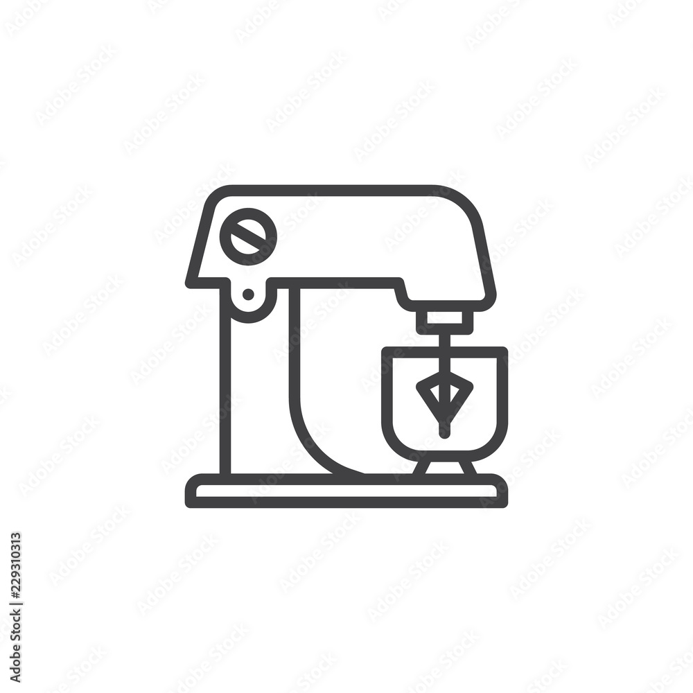 Food processor outline icon. linear style sign for mobile concept and web design. Mixer with cup simple line vector icon. Symbol, logo illustration. Pixel perfect vector graphics Food processor outline icon. linear style sign for mobile concept and web design. Mixer with cup simple line vector icon. Symbol, logo illustration. Pixel perfect vector graphics