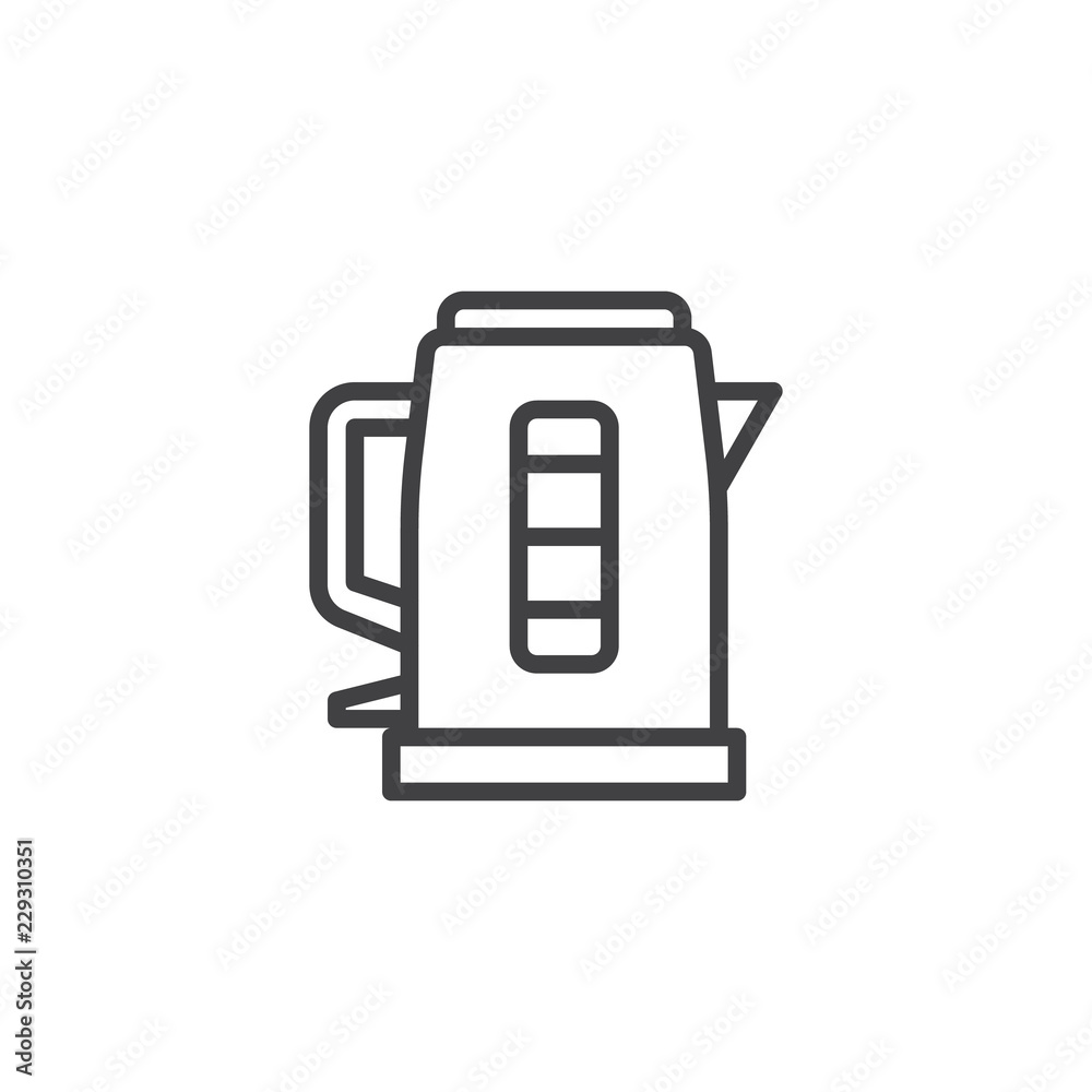 Electric kettle outline icon. linear style sign for mobile concept and web design. Teapot kettle simple line vector icon. Symbol, logo illustration. Pixel perfect vector graphics Electric kettle outline icon. linear style sign for mobile concept and web design. Teapot kettle simple line vector icon. Symbol, logo illustration. Pixel perfect vector graphics