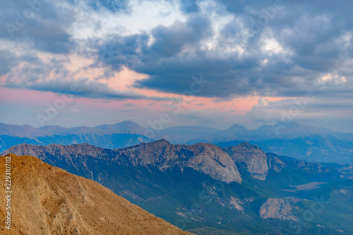 landscape in the mountains at dawn