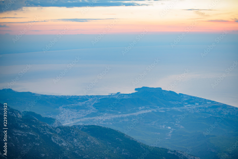 landscape in the mountains at dawn