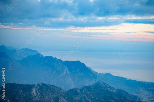 landscape in the mountains at dawn