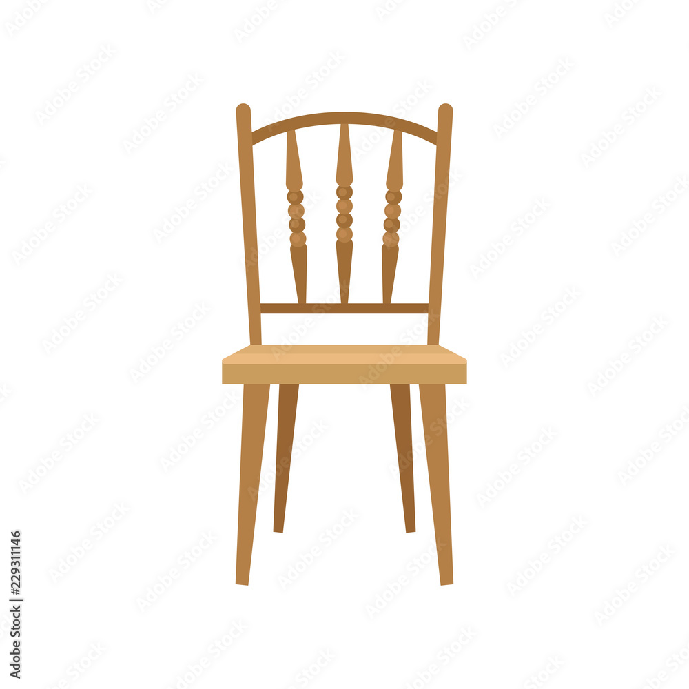 Wooden chair, design element for home interior vector Illustration on a white background Wooden chair, design element for home interior vector Illustration on a white background