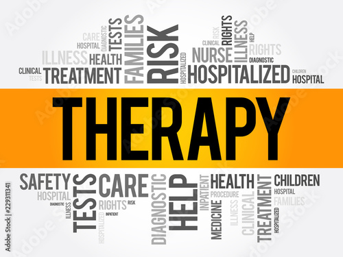 Therapy word cloud collage, health concept background